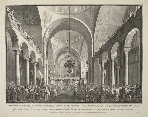 The Newly Elected Doge Presented to the People in San Marco by Giovanni Battista Brustolon, print, 1763-1766