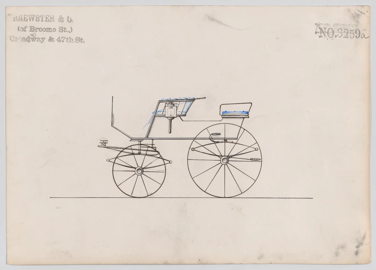 Design for T-Cart, no. 3259a by Brewster & Co., drawing, 1876