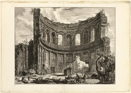 Remains of the so-called Temple of Apollo at Hadrian's Villa, Tivoli, from Views of Rome by Giovanni Battista Piranesi, print, 1768