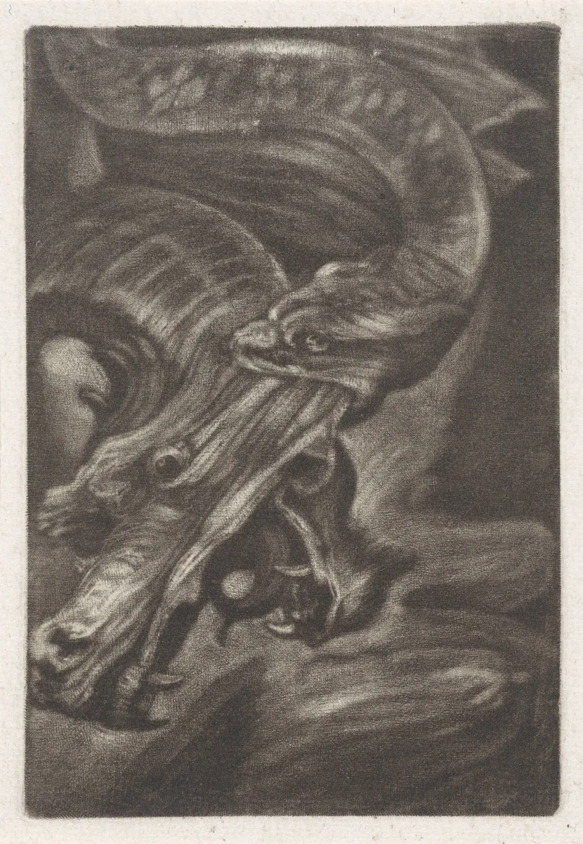 Gevecht tussen een slang en een draak by anonymous, print, 1650-1800