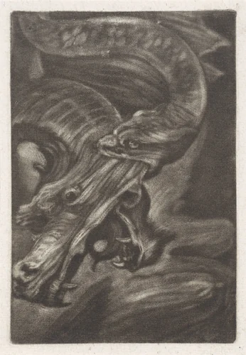 Gevecht tussen een slang en een draak by anonymous, print, 1650-1800