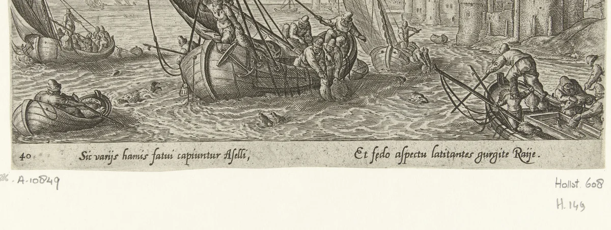 Visvangst op zee by Unknown, print, 1582-1633