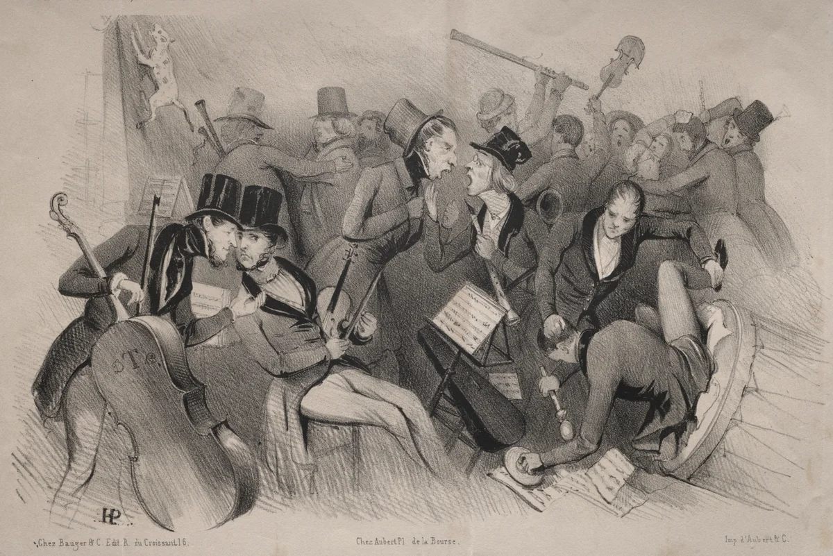 Actualités: Société philharmonique de province by Jules Platier, print, 1841