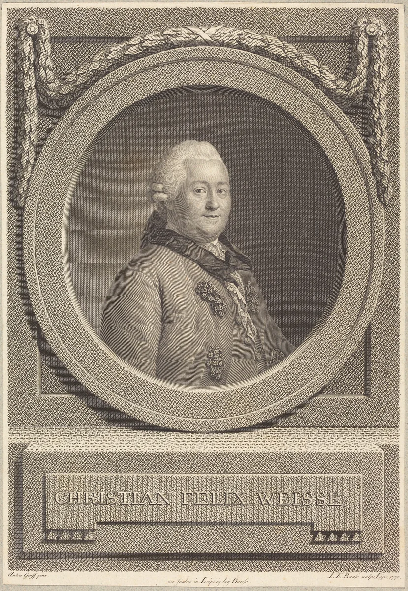 Christian Weisse by Johann Friedrich Bause
Anton Graff, print, 1771