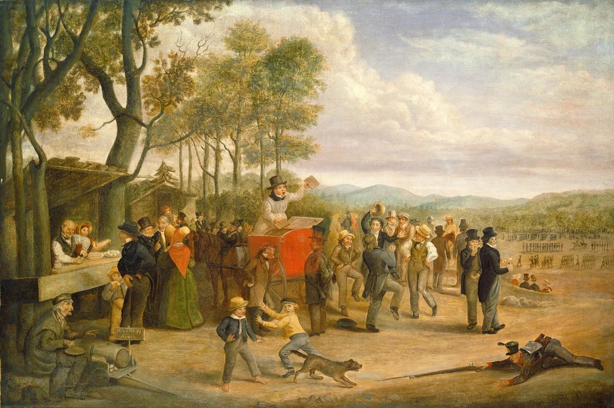 Muster Day by Charles Henry Granger, painting, 1843