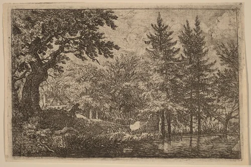 Fir Trees at the Water by Allart van Everdingen, print, 1645-1656