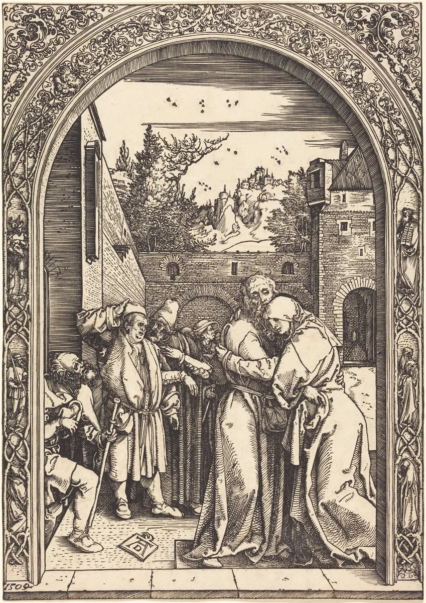 Joachim and Anna at the Golden Gate by Albrecht Dürer, print, 1504