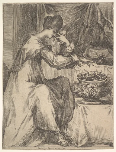 The Suicide of Portia by Jacques Bellange, print, 1612-1616