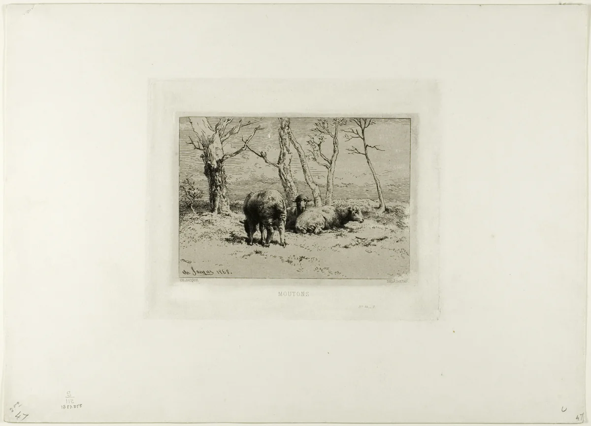 Sheep by Charles-Émile Jacque, print, 1868
