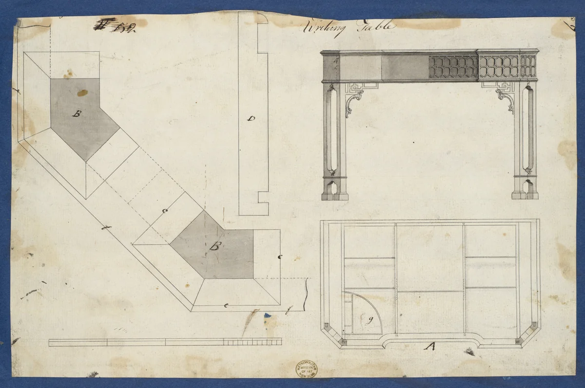 Writing Table, from Chippendale Drawings, Vol. II by Thomas Chippendale, drawing, 1753