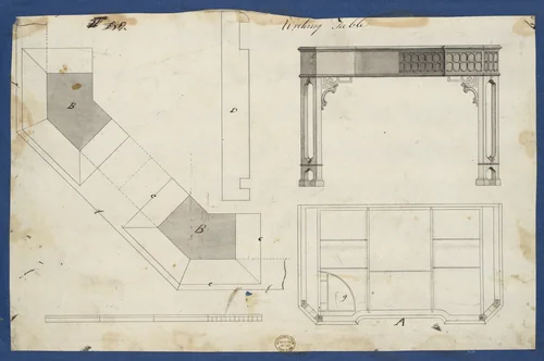 Writing Table, from Chippendale Drawings, Vol. II by Thomas Chippendale, drawing, 1753