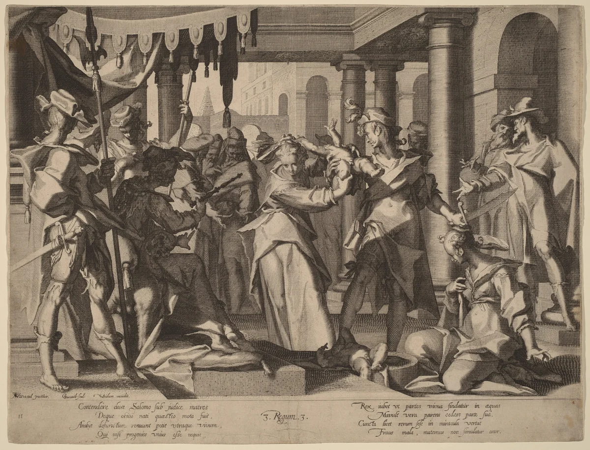 The Judgment of Solomon by Willem van Swanenburgh, print, 1595-1605