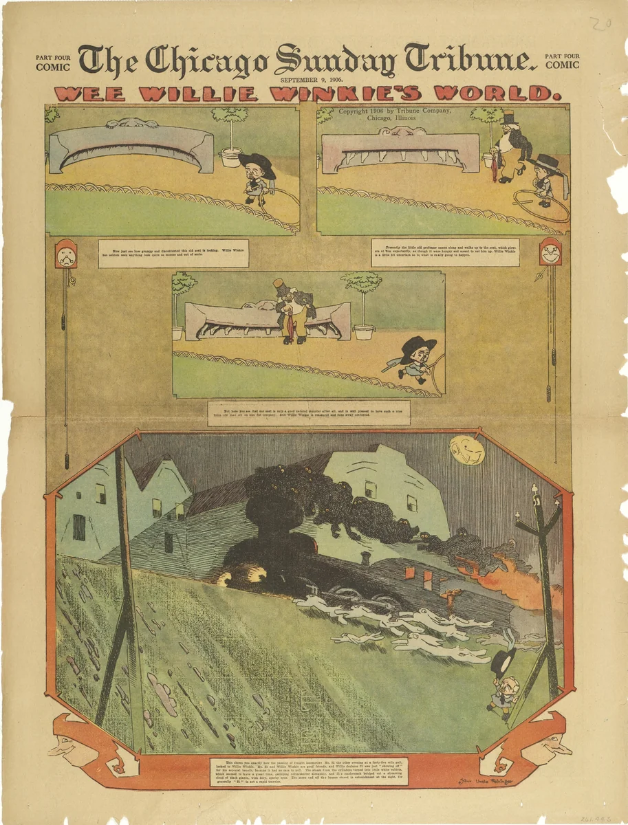 Wee Willie Winkie's World fromThe Chicago Sunday Tribune by Lyonel Feininger, print, 1906