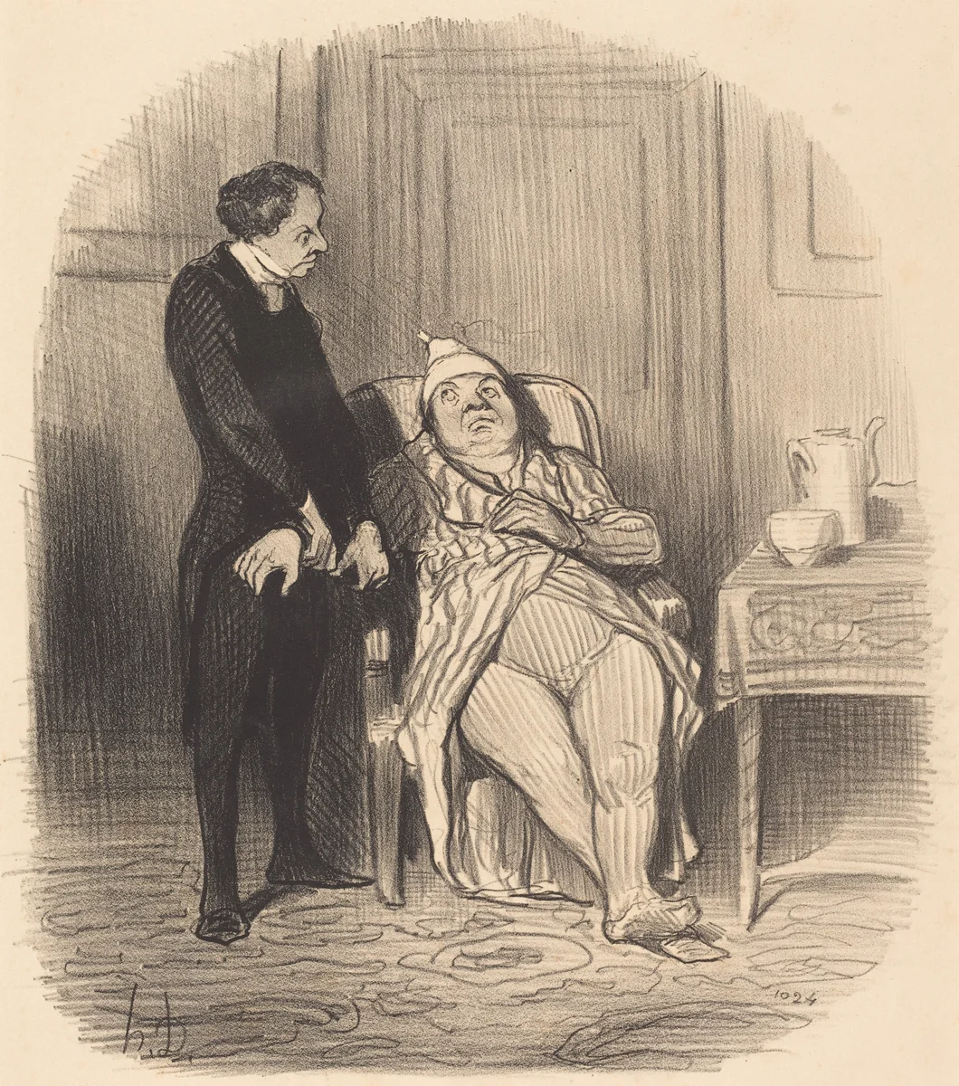 Ah! docteur... je crois... que j'suis poitrinaire! by Honoré Daumier, print, 1847
