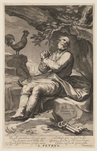 St Petrus, from Sinners of the Old and New Testament by Willem van Swanenburgh Abraham Bloemaert, print, 1609-1611