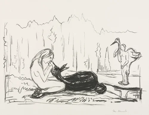 Alpha and Omega: The Wife Omega and the Donkey by Edvard Munch, print, 1908-1909