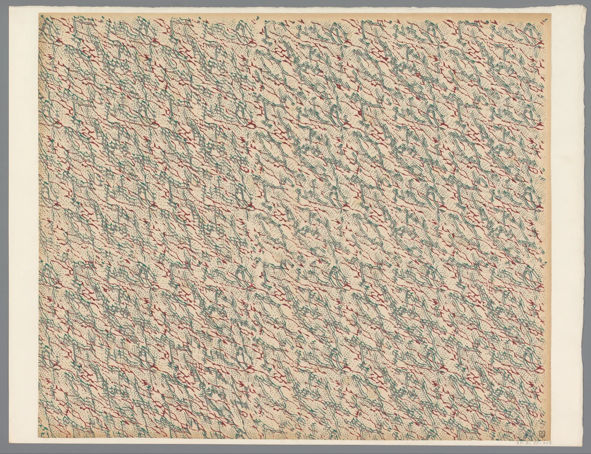 Blad met geaderd patroon by anonymous, print, 1800-1900