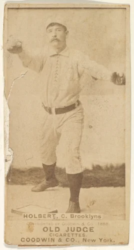 Holbert, Catcher, Brooklyn Bridegrooms, from the Old Judge series (N172) for Old Judge Cigarettes by Goodwin & Company, photograph, 1888