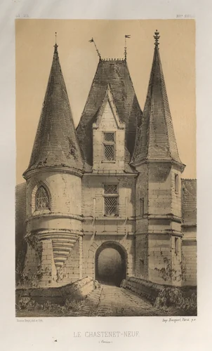 Architecture Pittoresque ou Monuments des XVeme. Et XVIeme. Siecles: Chateaux de France des XV et XVI Siecles: Pl. 65, Le ChasteLet-Neuf (Corrèze) by Victor Petit, print, 1860