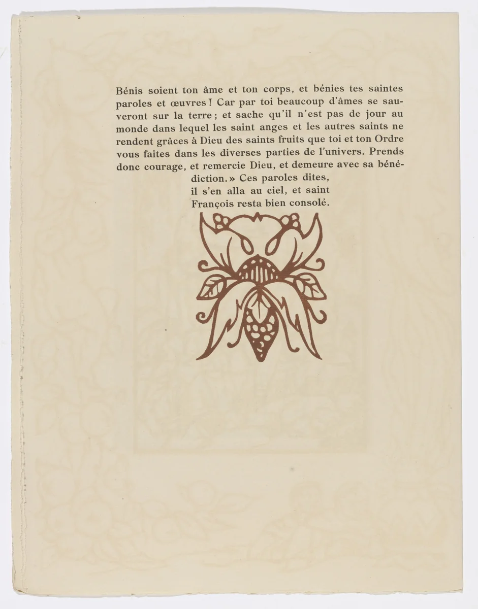 Tailpiece (page 152) from Les Petites Fleurs de St. François (The Little Flowers of St. Francis) by Émile Bernard, illustrated book, 1928