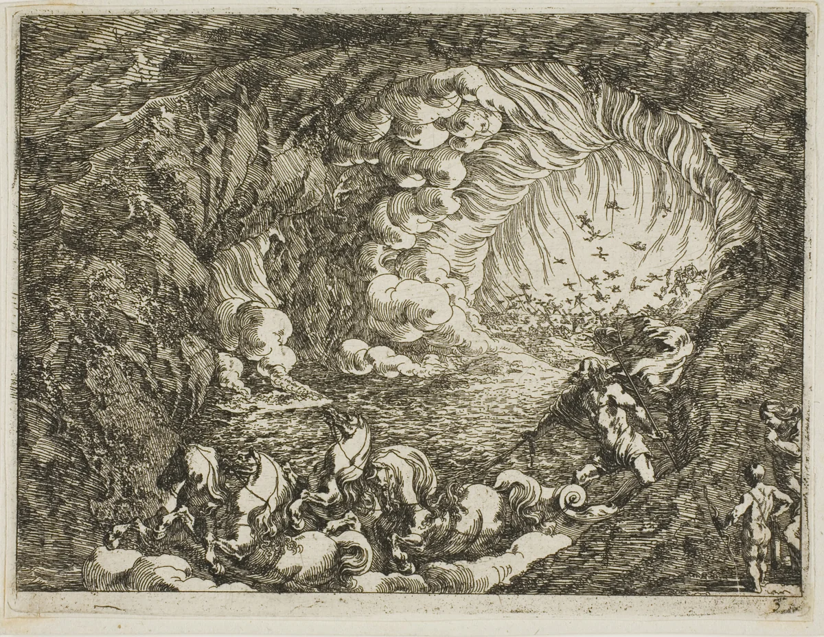 Apocalyptic Vision with Sea Gods by Johann Wilhelm Baur, print, 1627-1642