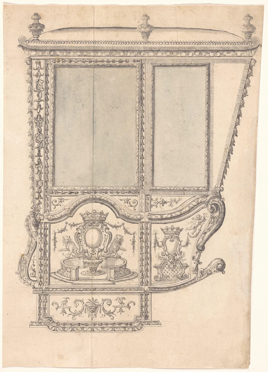 Ontwerp voor (de beschildering van) een rijtuig by anonymous, drawing, 1700