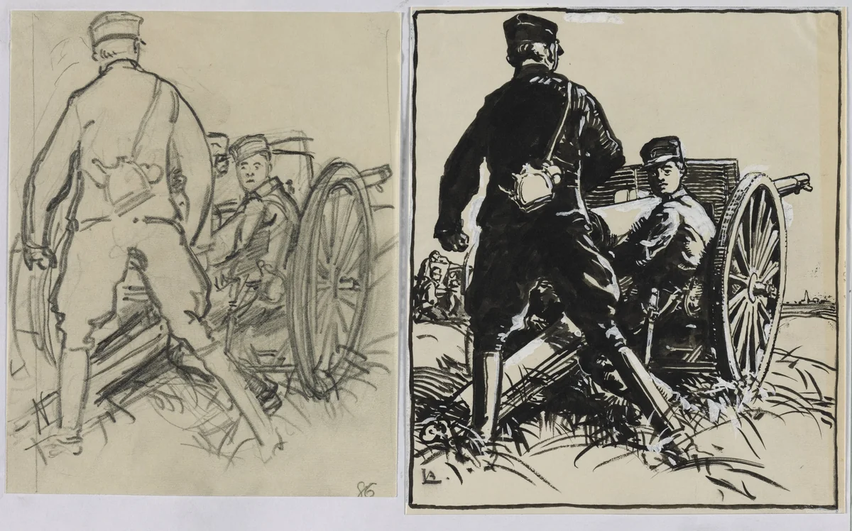 Artillelurs belges by Auguste Louis Lepère, drawing, 1914