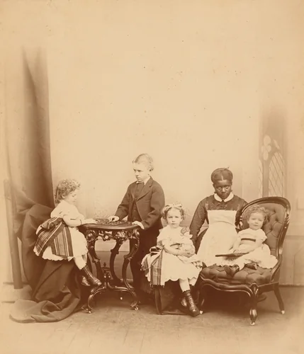 Portrait of a Woman and Four Children by American 19th Century, photograph, 1860-1869