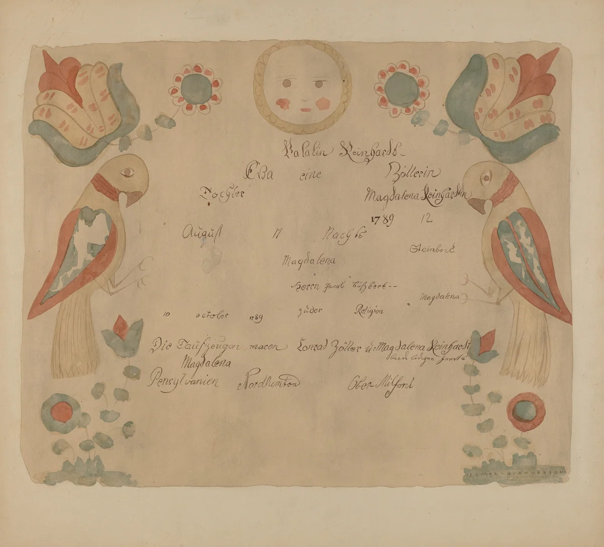 Pa. German Birth Certificate by Elmer G. Anderson, index of american design, 1937