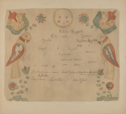 Pa. German Birth Certificate by Elmer G. Anderson, index of american design, 1937