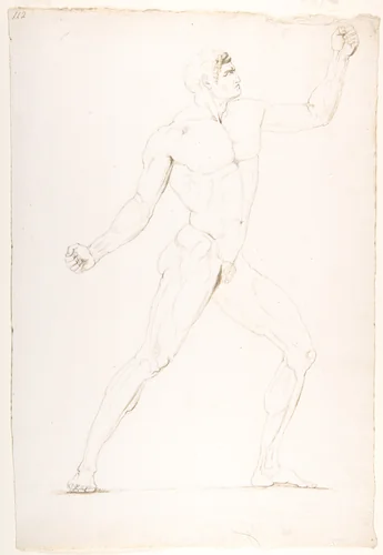 Study of a Nude Man in Profile turned to the Right by Antonio Canova, drawing, 1765-1822