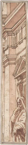 Façade (for Stage Setting) by anonymous, drawing, 1500-1600