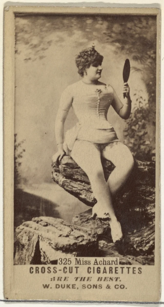 Card Number 325, Miss Achard, from the Actors and Actresses series (N145-3) issued by Duke Sons & Co. to promote Cross Cut Cigarettes by W. Duke, Sons & Co., photograph, 1880-1889