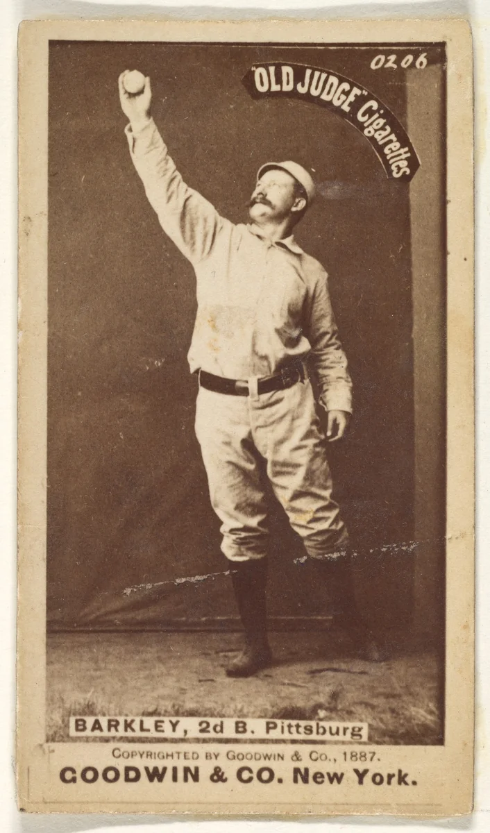 Sam Barkley, 2nd Base, Pittsburgh, from the Old Judge series (N172) for Old Judge Cigarettes by Goodwin & Company, photograph, 1887