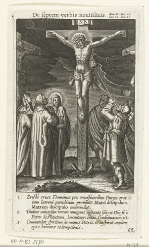 Christus aan het kruis krijgt vocht uit een spons by Boëtius Adamsz. Bolswert, print, 1590-1622