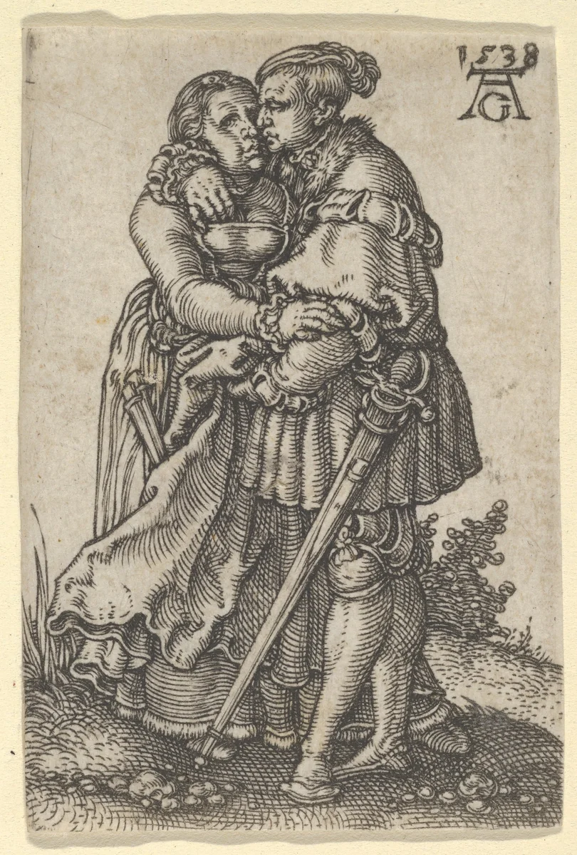 Couple Embracing, from "The Small Wedding Dancers" by Heinrich Aldegrever, print, 1538