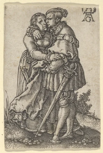 Couple Embracing, from "The Small Wedding Dancers" by Heinrich Aldegrever, print, 1538