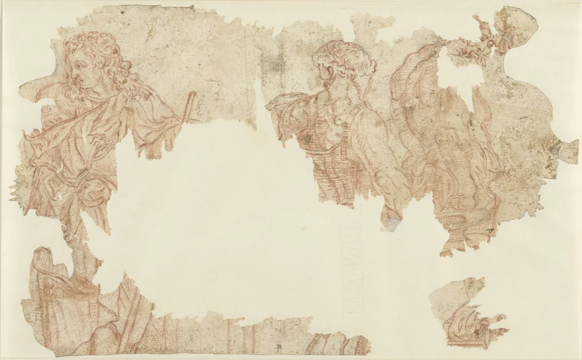 Restanten van staande mannelijke figuren by anonymous, drawing, 1662