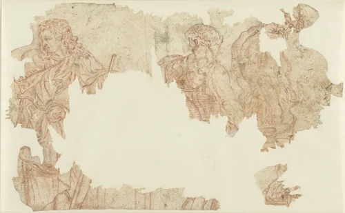 Restanten van staande mannelijke figuren by anonymous, drawing, 1662