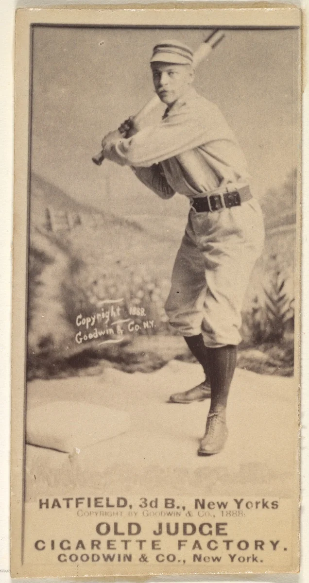 Gil Hatfield, 3rd Base, New York, from the Old Judge series (N172) for Old Judge Cigarettes by Goodwin & Company, photograph, 1888