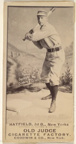 Gil Hatfield, 3rd Base, New York, from the Old Judge series (N172) for Old Judge Cigarettes by Goodwin & Company, photograph, 1888