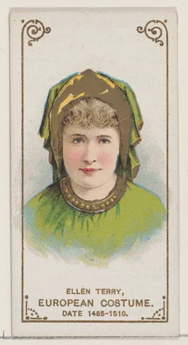 Ellen Terry in European Costume from 1485-1510, from the set Actors and Actresses, First Series (N70) for Duke brand cigarettes by W. Duke, Sons & Co., print, 1888-1889