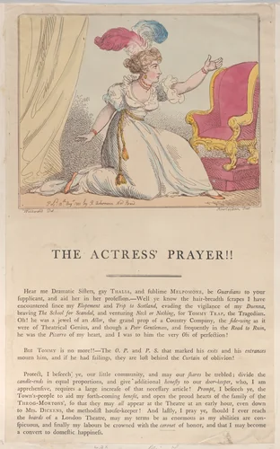 The Actress' Prayer!! by Thomas Rowlandson, print, 1801