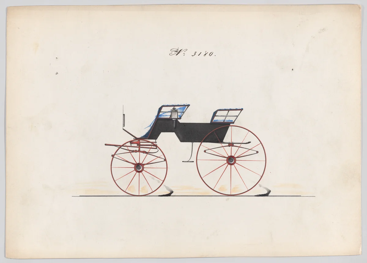 Design for T-Cart, no. 3180 by Brewster & Co., drawing, 1876