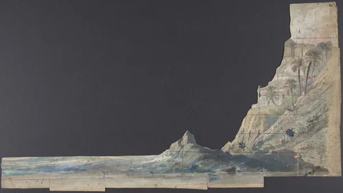 Design for a Stage Set at the Opéra, Paris by Eugène Cicéri, drawing, 1830-1890