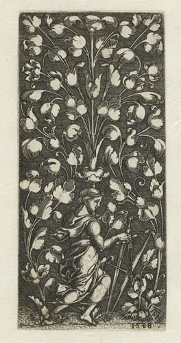 Ornament met personificatie van de Gerechtigheid by Unknown, print, 1538