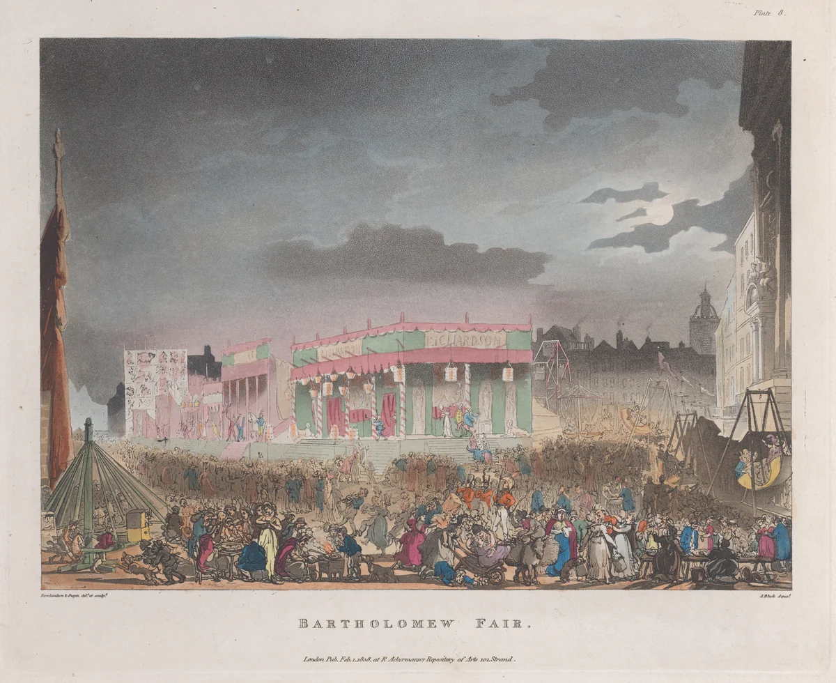 Bartholomew Fair by Thomas Rowlandson, print, 1808