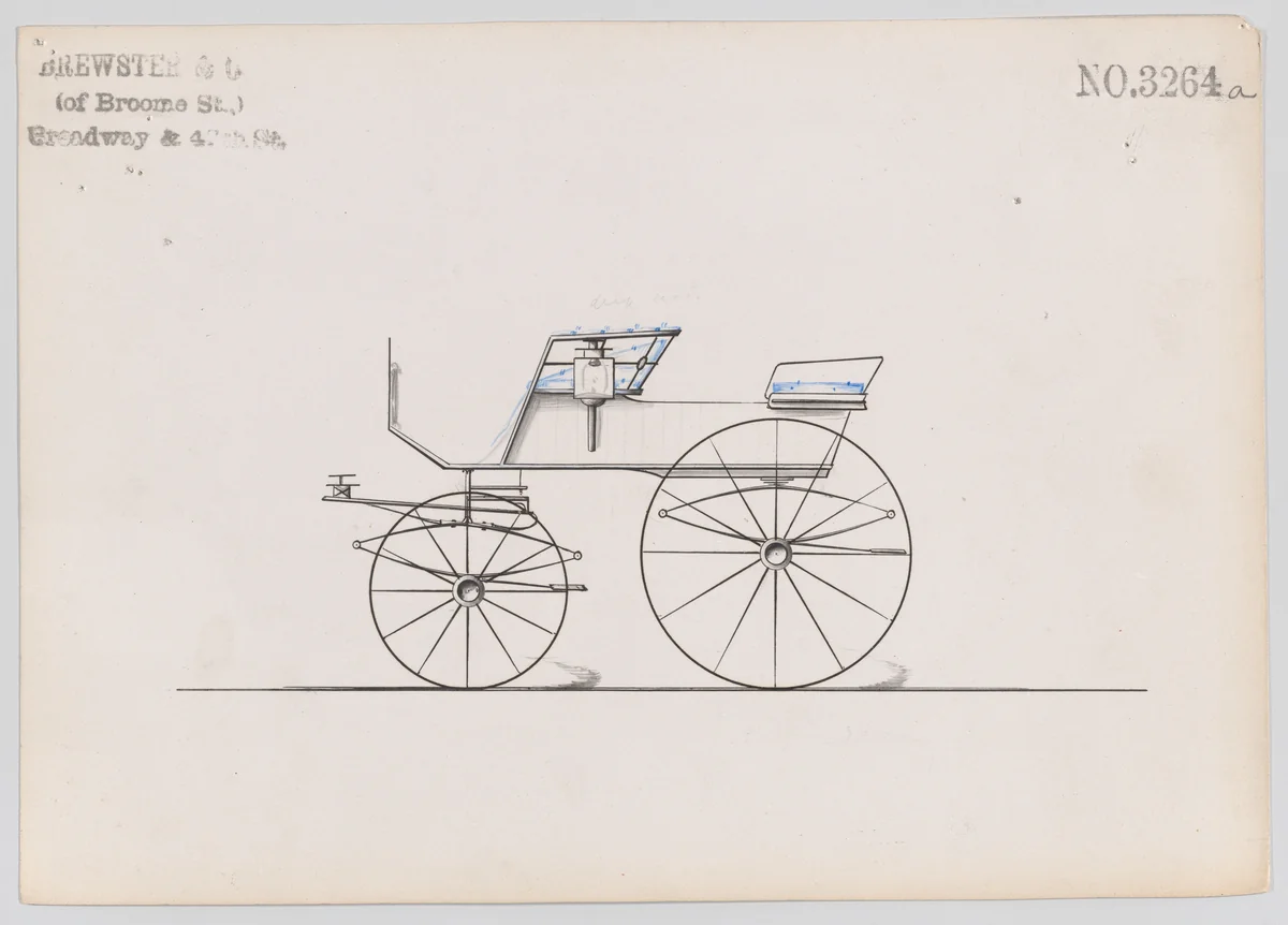 Design for T-Cart, no. 3264a by Brewster & Co., drawing, 1876