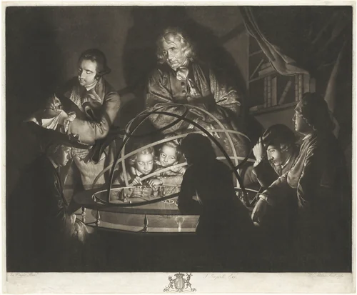 A Philosopher Giving a Lecture on the Orrery by William Pether, print, 1768