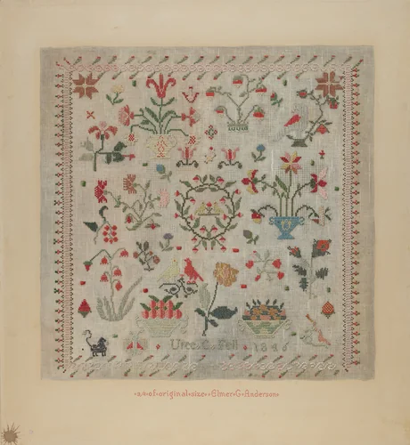 Sampler by Elmer G. Anderson, index of american design, 1935-1942